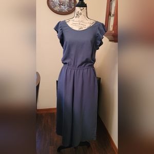 ANN TAYLOR LOFT ||  Slate Blue Capri Jumpsiut with Flutter Sleeve - Sz 4